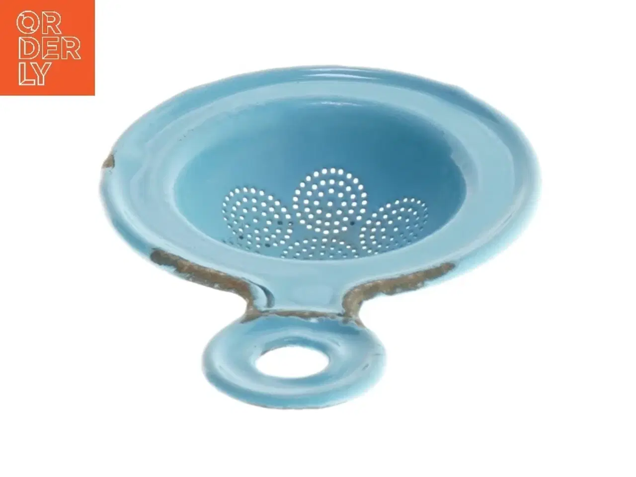 Billede 2 - Blå emaljeret te si (str. Ø 10 cm længde 14 cm)