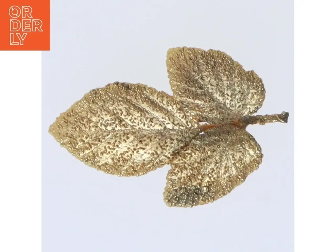 Billede 1 - Guld bladminiatyr broche (str. 6 cm)