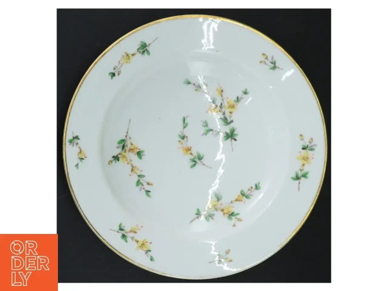 Billede 4 - Porcelænsdybe tallerkener med blomsterdekoration og guldkant (str. 20,5 cm)