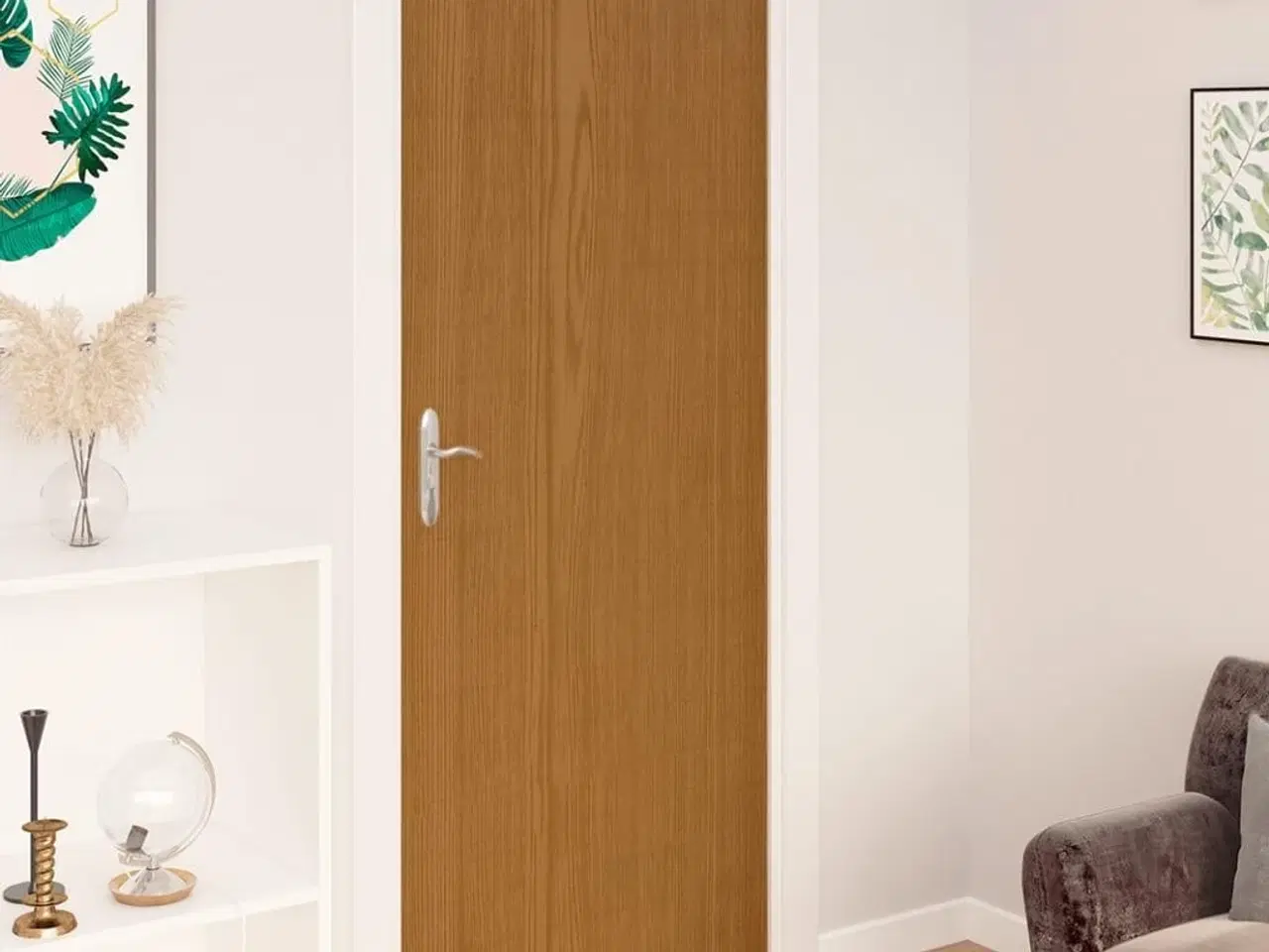 Billede 1 - Selvklæbende folie til døre 2 stk. 210x90 cm PVC lys eg