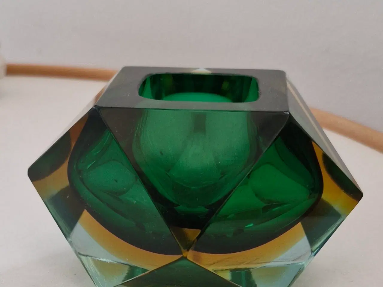 Billede 1 - Murano glasskål i grøn og gul