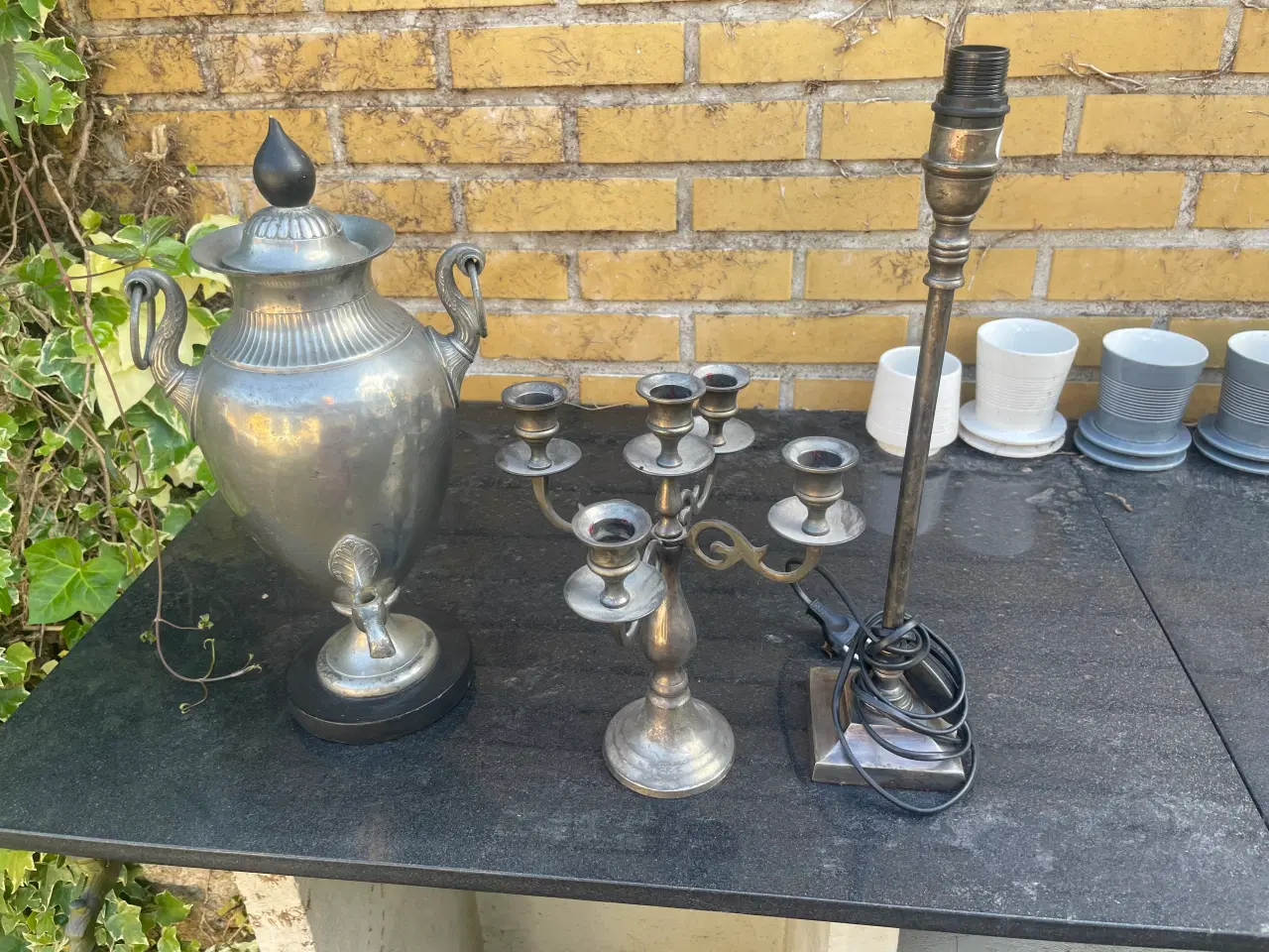 Billede 1 - Lysestage 5 armet bordlampe samovar 