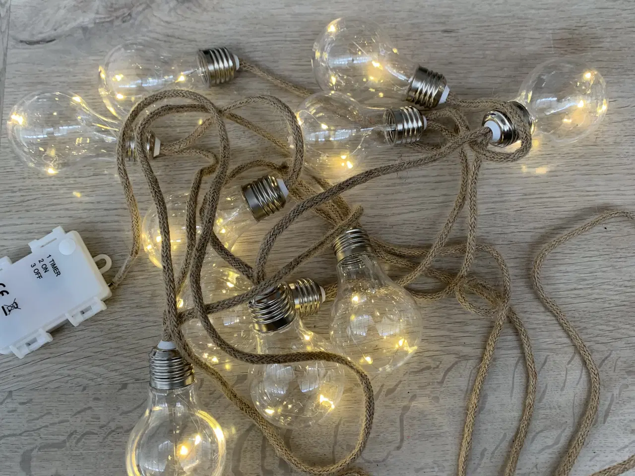 Billede 5 - 5 stk lyskæder med jutesnor på batterier