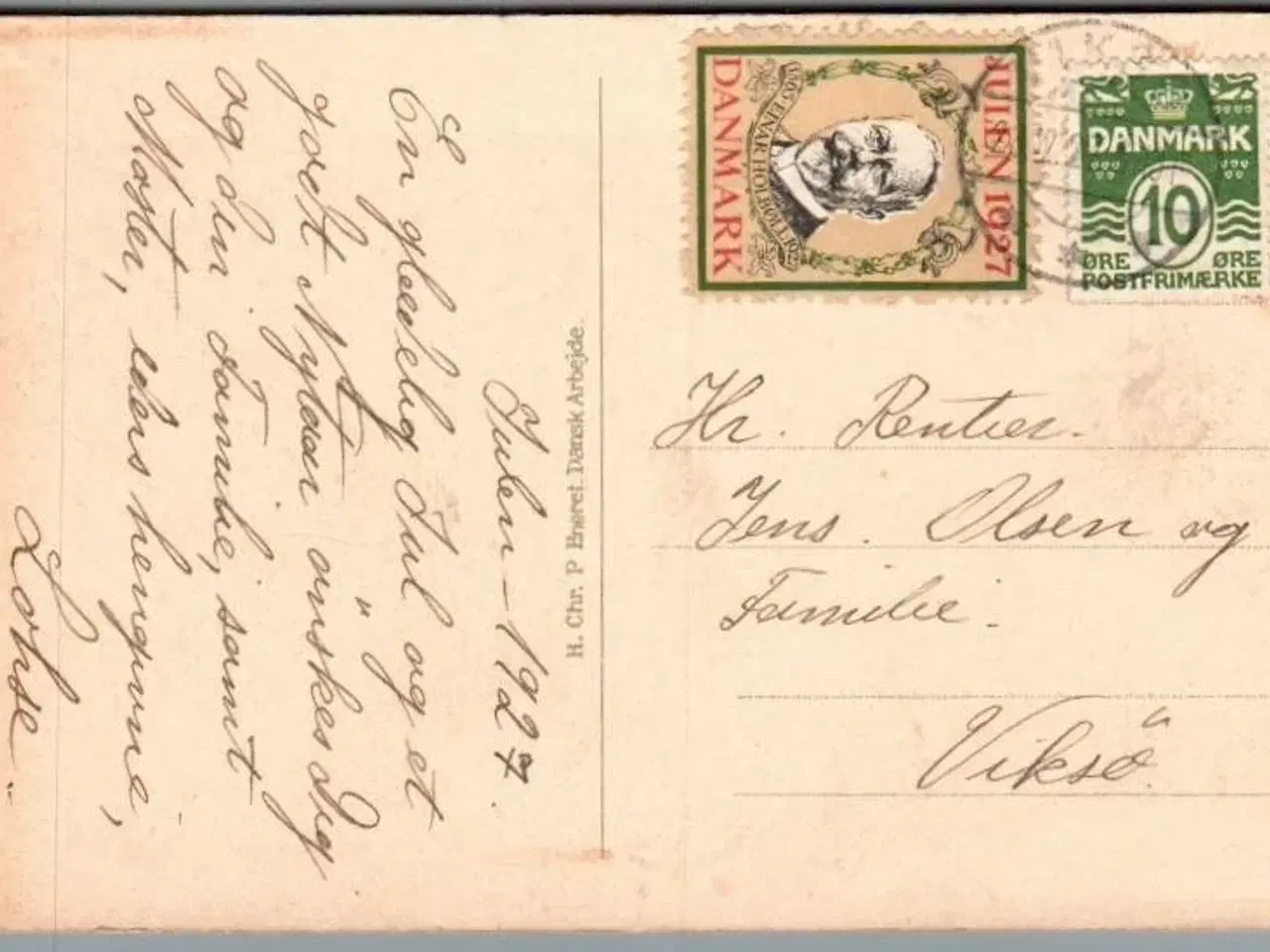 Billede 1 - Julemærke 1927 på Postkort