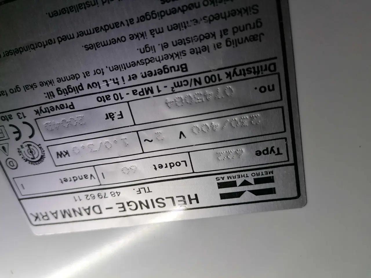 Billede 8 - Metro Vandvarmer med El-Patron 60 L.