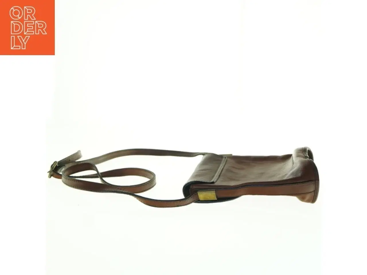 Billede 2 - Lædertaske med lang rem (str. 20 x, 20 x 8 cm uden rem)
