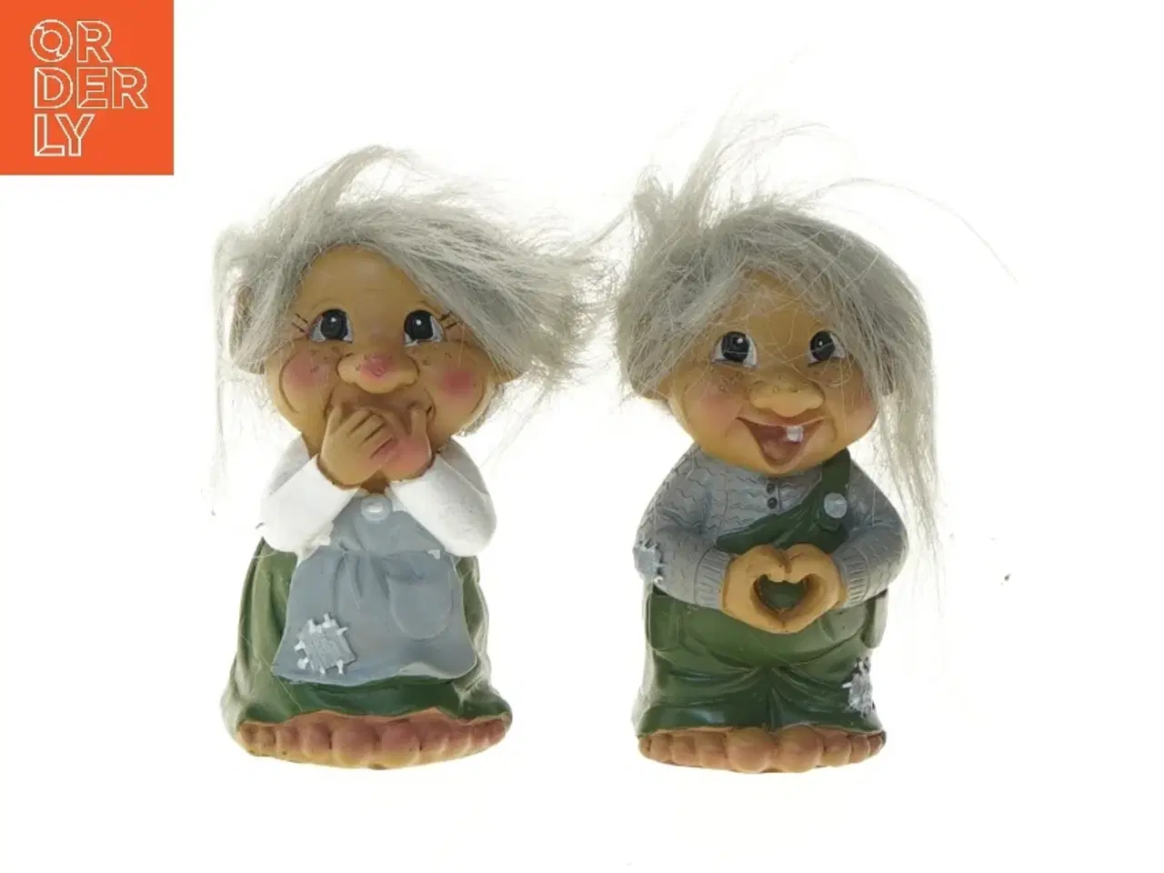 Billede 1 - Keramiske nisser med hvidt hår fra Det Gamle Apotek (str. 10 cm)