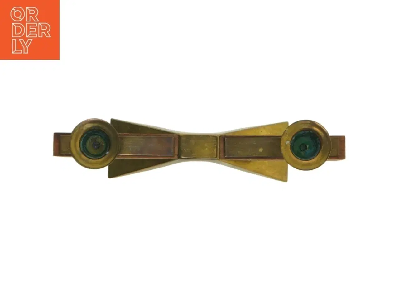 Billede 4 - Vintage lysestage i Teak træ og messing med to lysholdere (str. 25 cm)