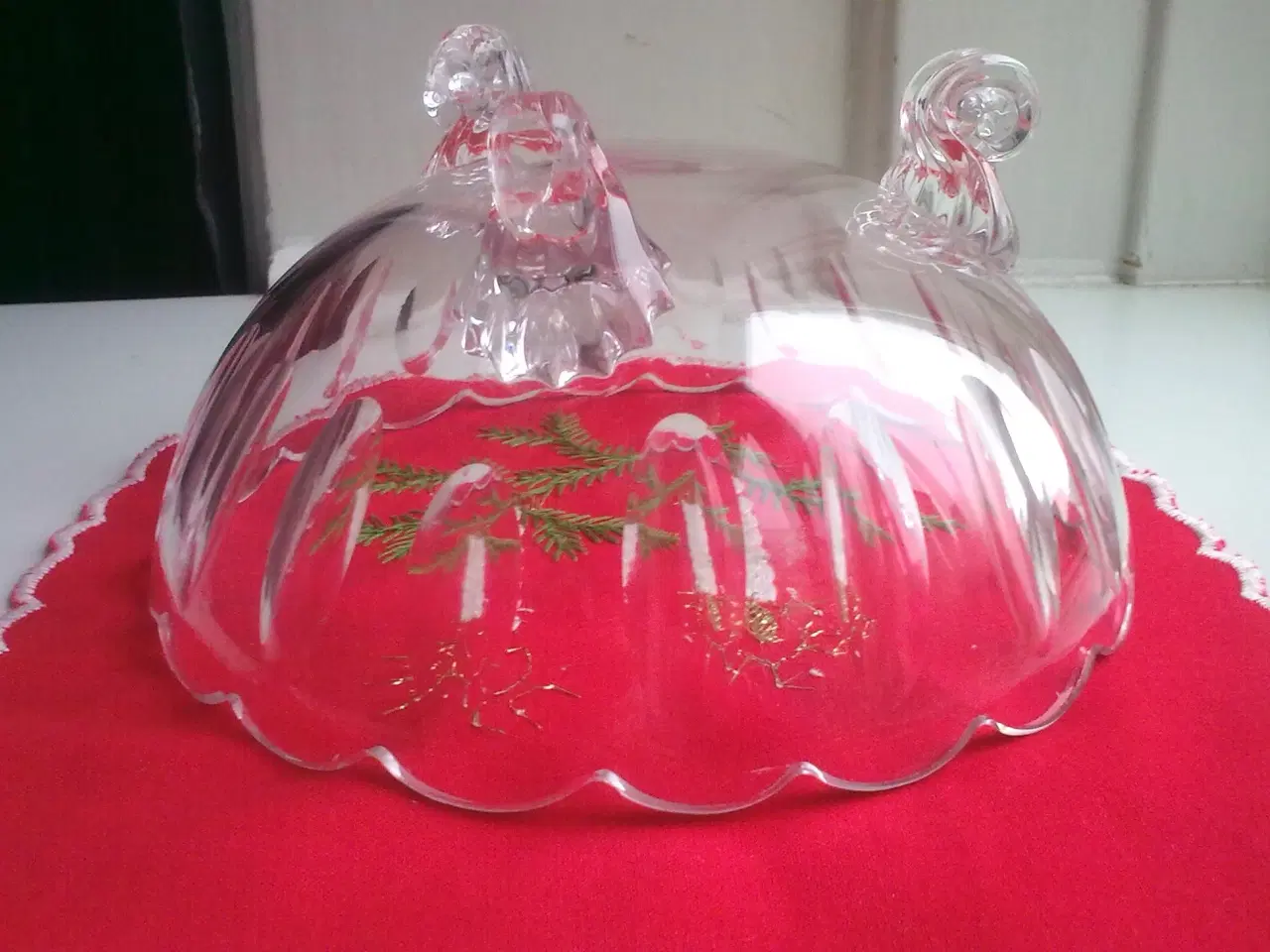 Billede 10 - Gammel dansk glasskål på tre sneglefødder