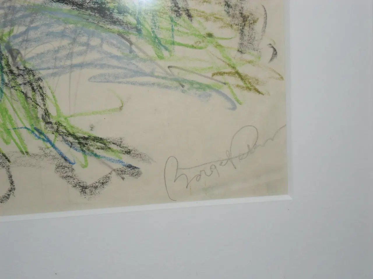 Billede 3 - Oliekridt ?. Tryk. Med Signatur. Landskab