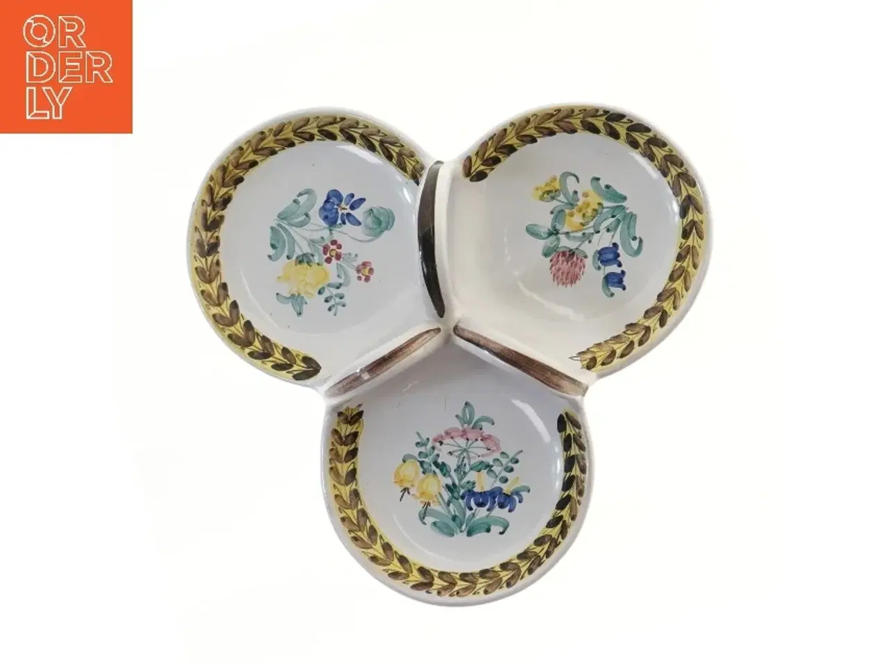 Billede 2 - Keramisk serveringsfad med tre rum fra Lars Syberg (str. 27x27 cm)