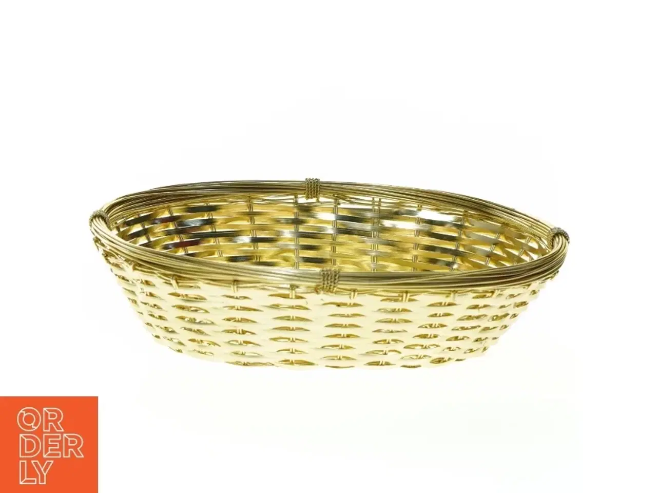 Billede 1 - Fil de Fer Gylden flet kurv af metaltråd (str. 24 x 18 x 6 cm)
