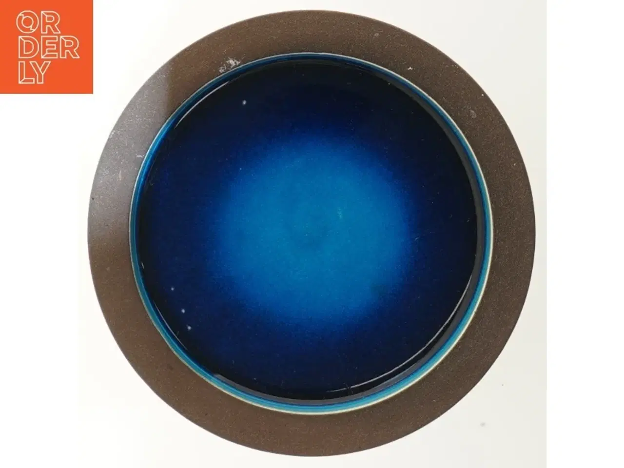 Billede 4 - Rund keramikfad med blå glasur fra Knabstrup (str. Ø 20x3 cm)