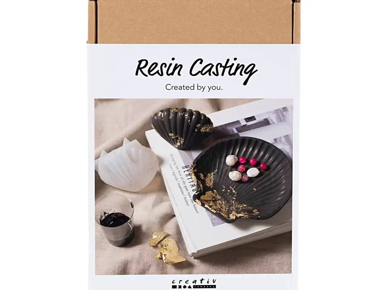 Billede 1 - DIY Resin Støbning Kit - Muslingeskål i Sort & Guld