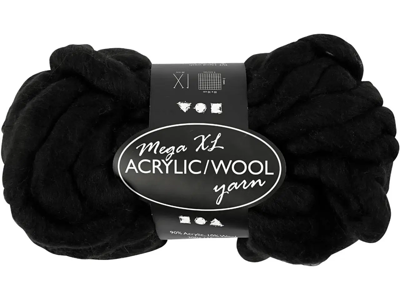 Billede 1 - XL Kæmpegarn i Sort - 15m, 300g, Polyacryl/Uld