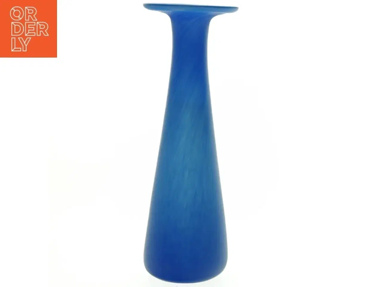 Billede 1 - Mundblæst Blå Glas Vase med flot farvespil(str. 24 x 8 cm)