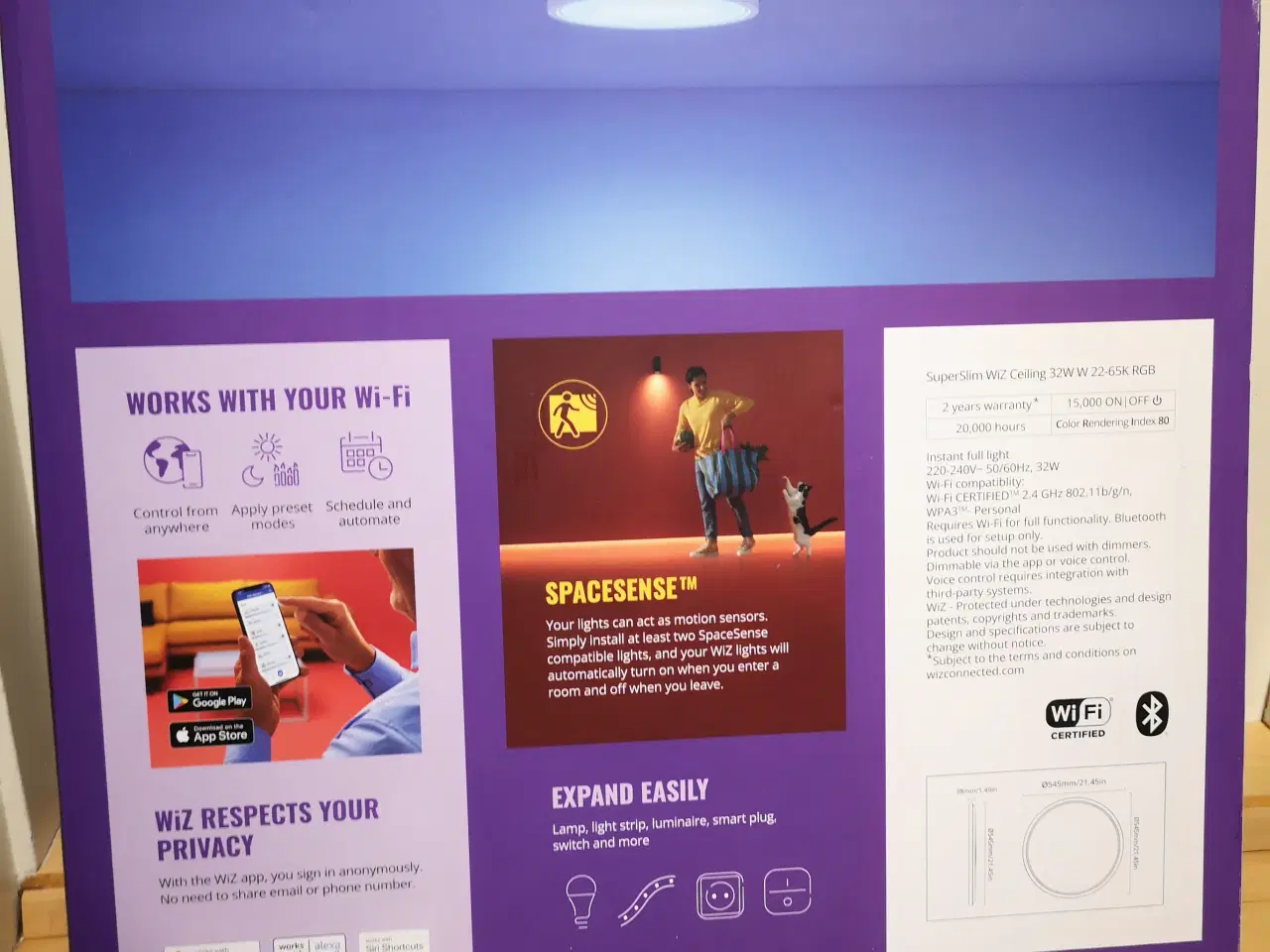 Billede 6 - WiZ SuperSlim LED-loftlampe RGBW Ø54cm hvid