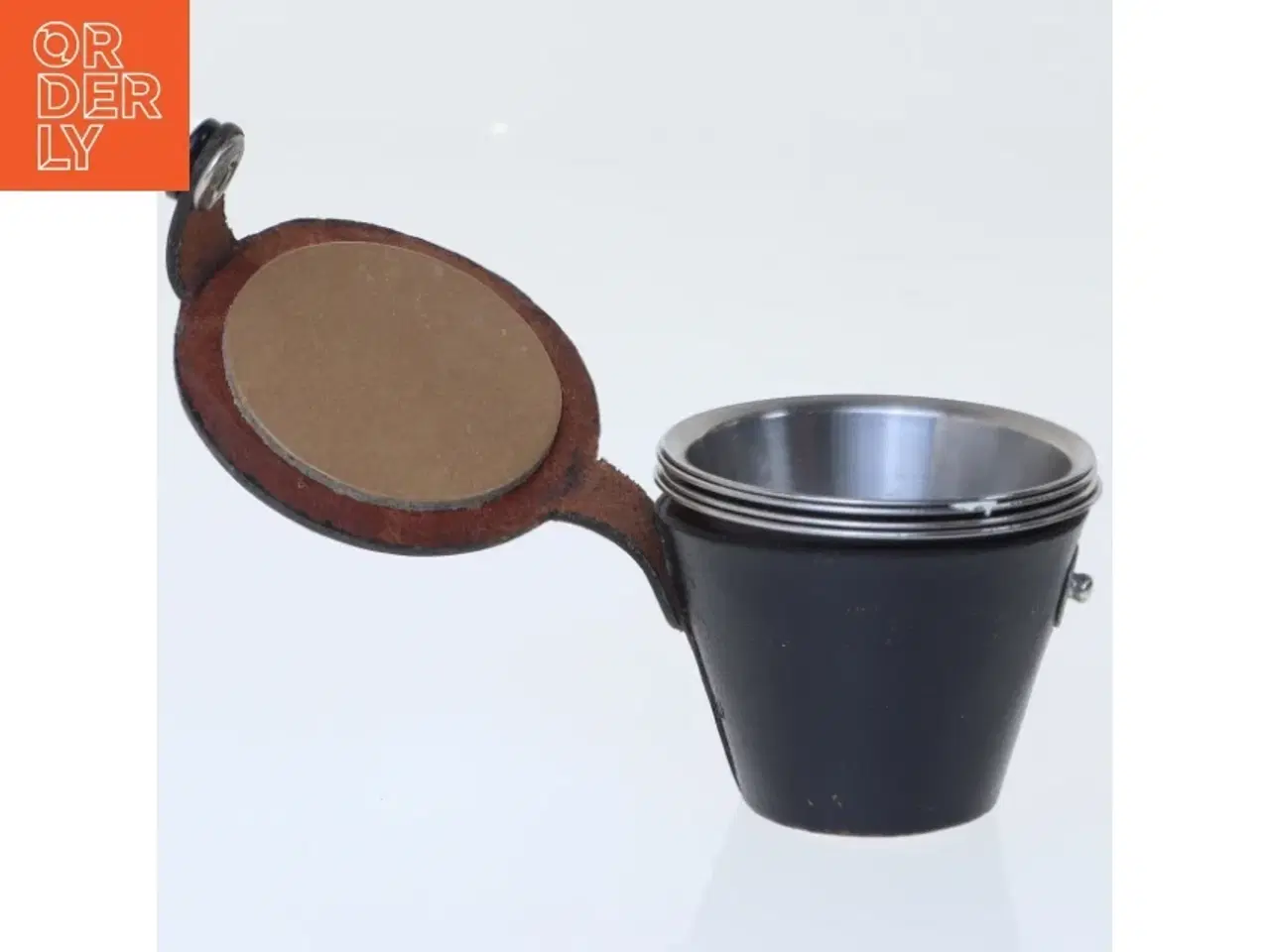 Billede 5 - Sammenklappelig rejsekrus i læderetui (str. Ø. 5 cm. længde. 4,5)