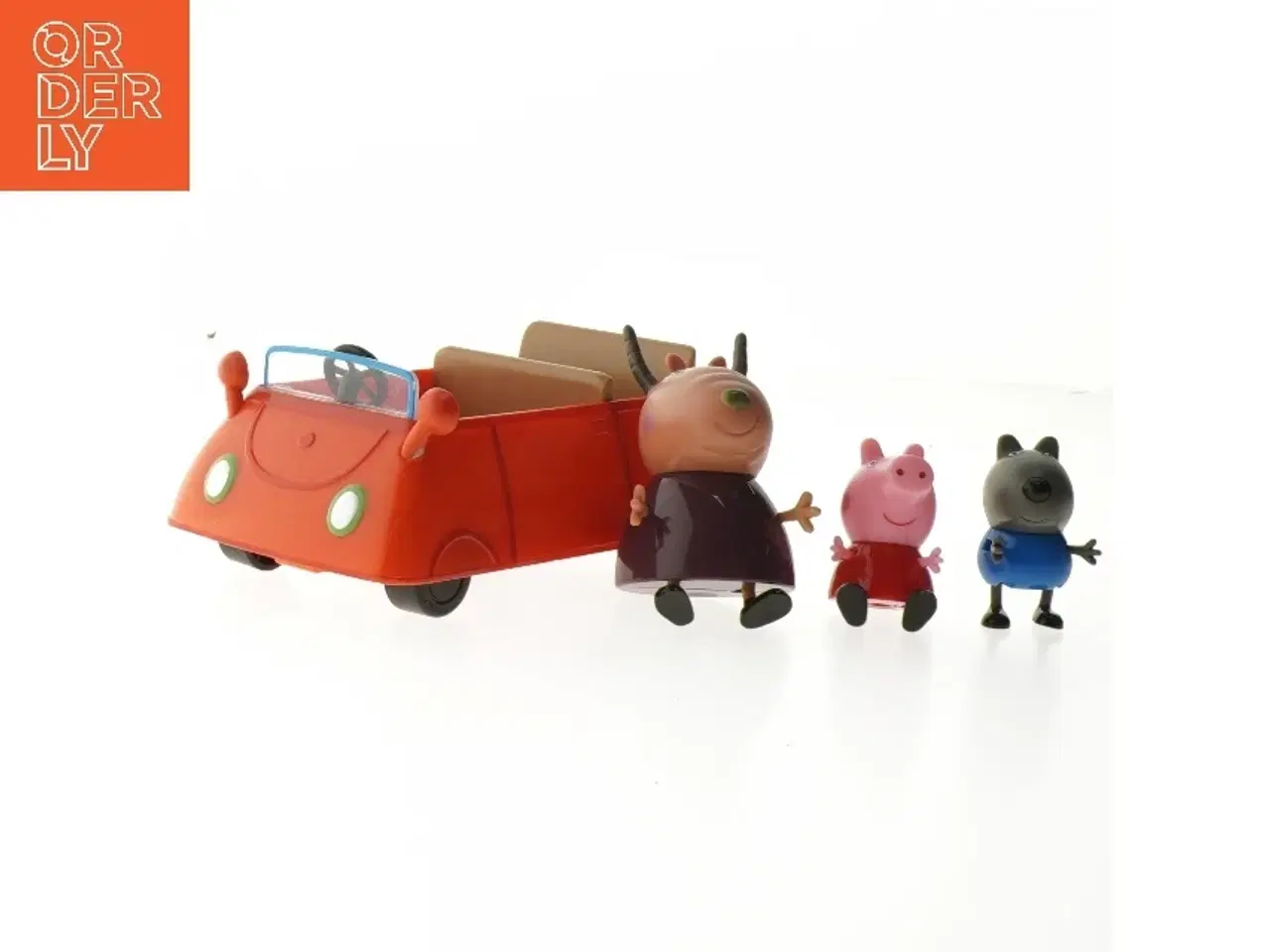 Billede 3 - Rød legetøjsbil med figurer fra Gurli Gris (str. bil: 6x15x9 cm figur: 5-9 cm)