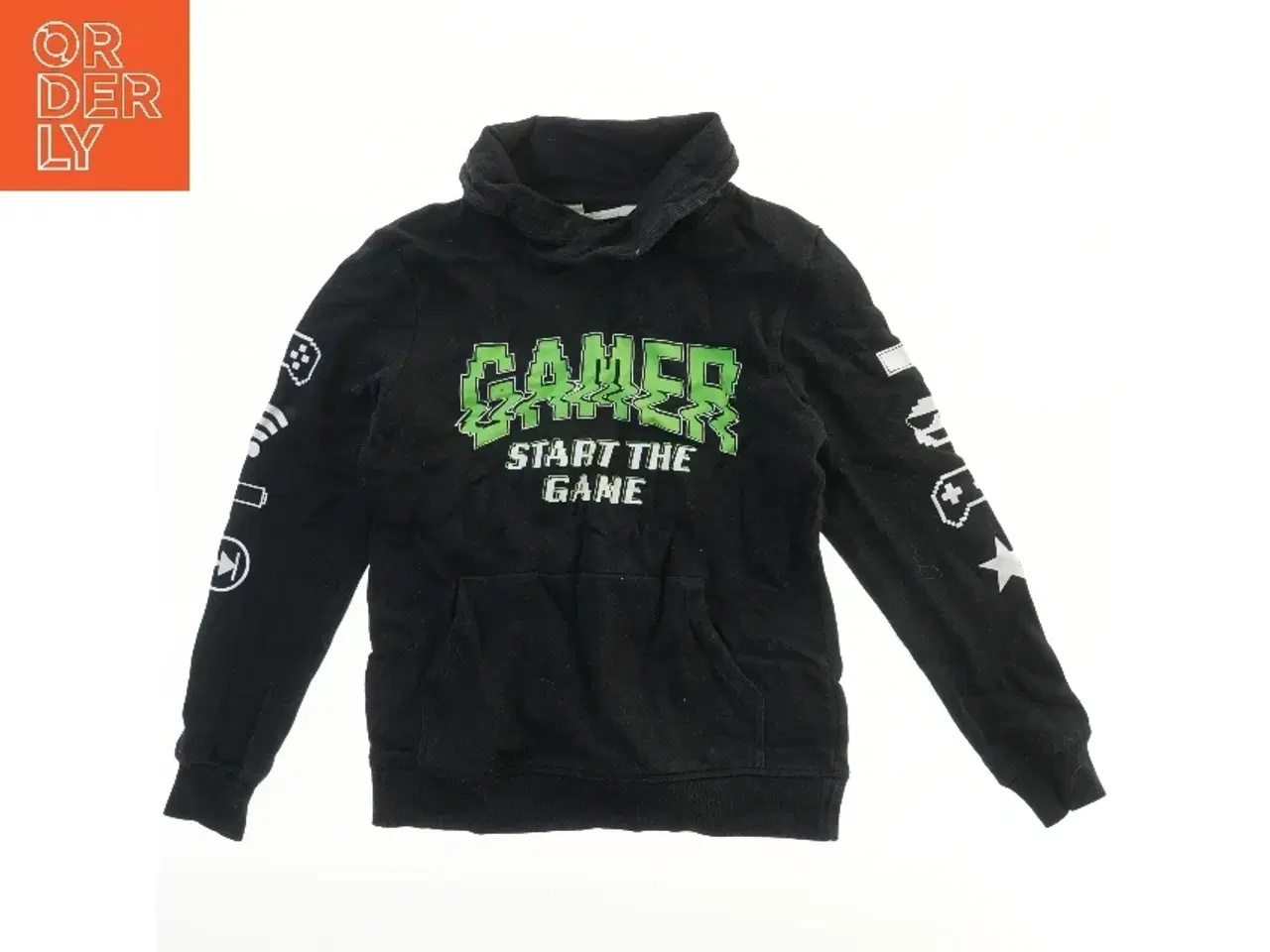Billede 1 - Sort hættetrøje med gamer tema fra H&M (str. 146)