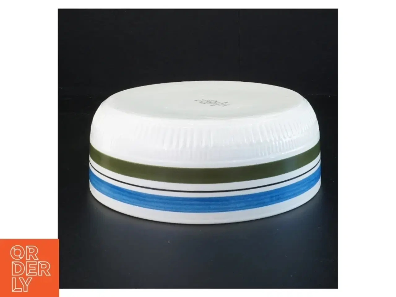 Billede 2 - Porcelænsskål med blå og grønne striber fra Upsala Ekeby (str. 22 x 8 cm)