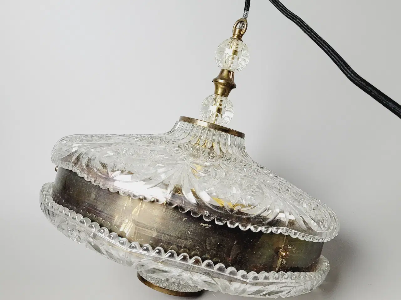 Billede 9 - ⭐️· Stor Vintage Loftslampe i Støbt Krystalglas