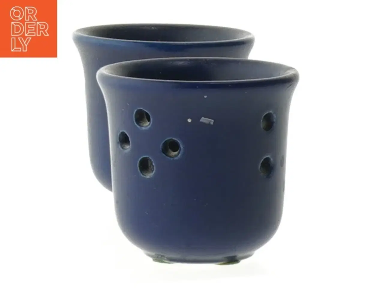 Billede 2 - Blå lysestager med huller (str. 6x6 cm)