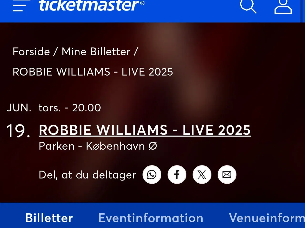 Billede 1 - Robbie Williams Koncert billetter