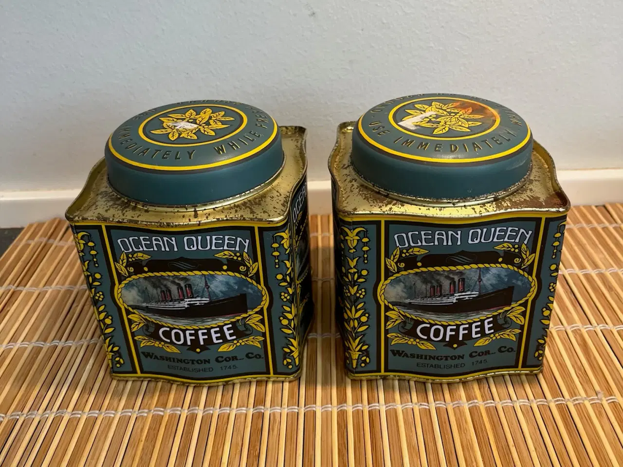 Billede 1 - 2 stk. Vintage Ocean Queen Kaffedåser – Maritim Re