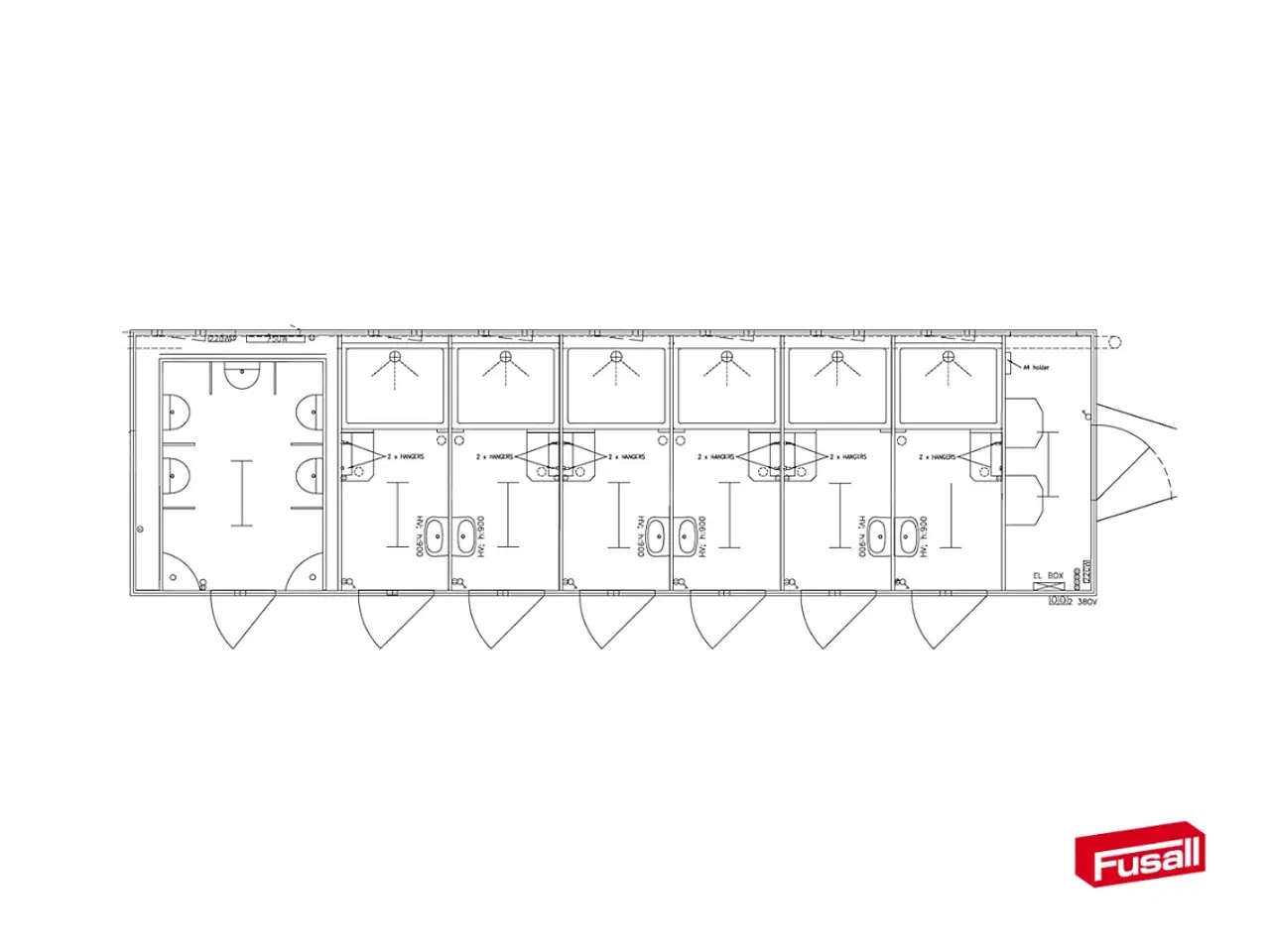 Billede 1 - Type 900: Toilet & Badvogn med 6 bad og 5 urinaler