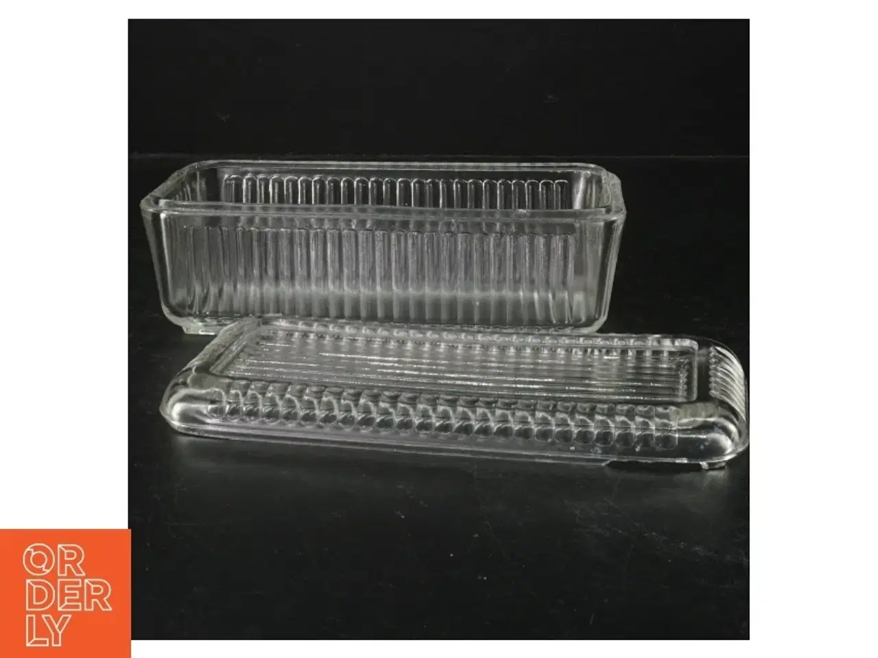 Billede 2 - Glas smør skål (str. 19,5x9,5 cm)
