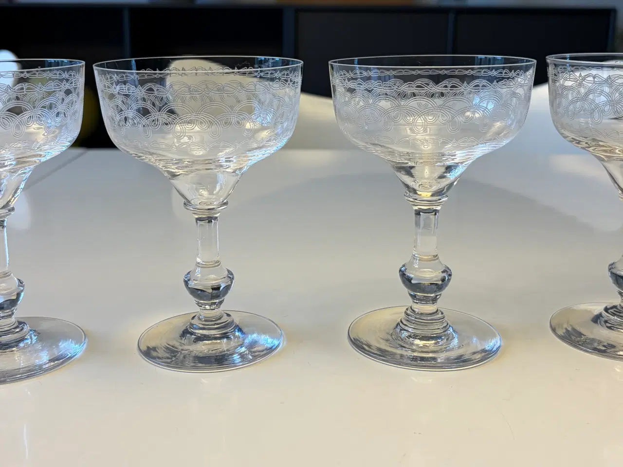 Billede 1 - Champagneskåle - 4 krystal med guillochinering 