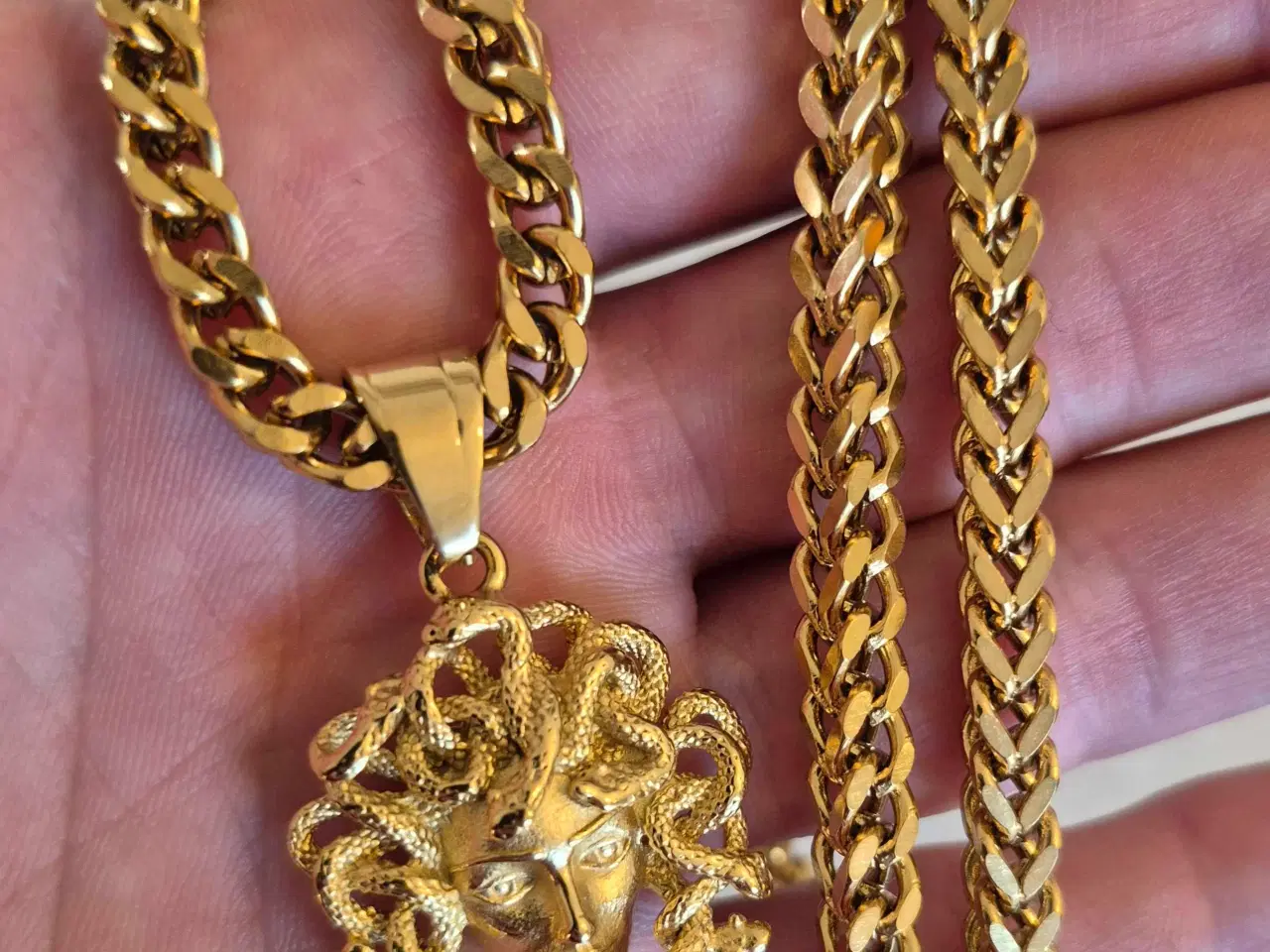 Billede 1 - Goldfilled rope eller franco kæde med medusa