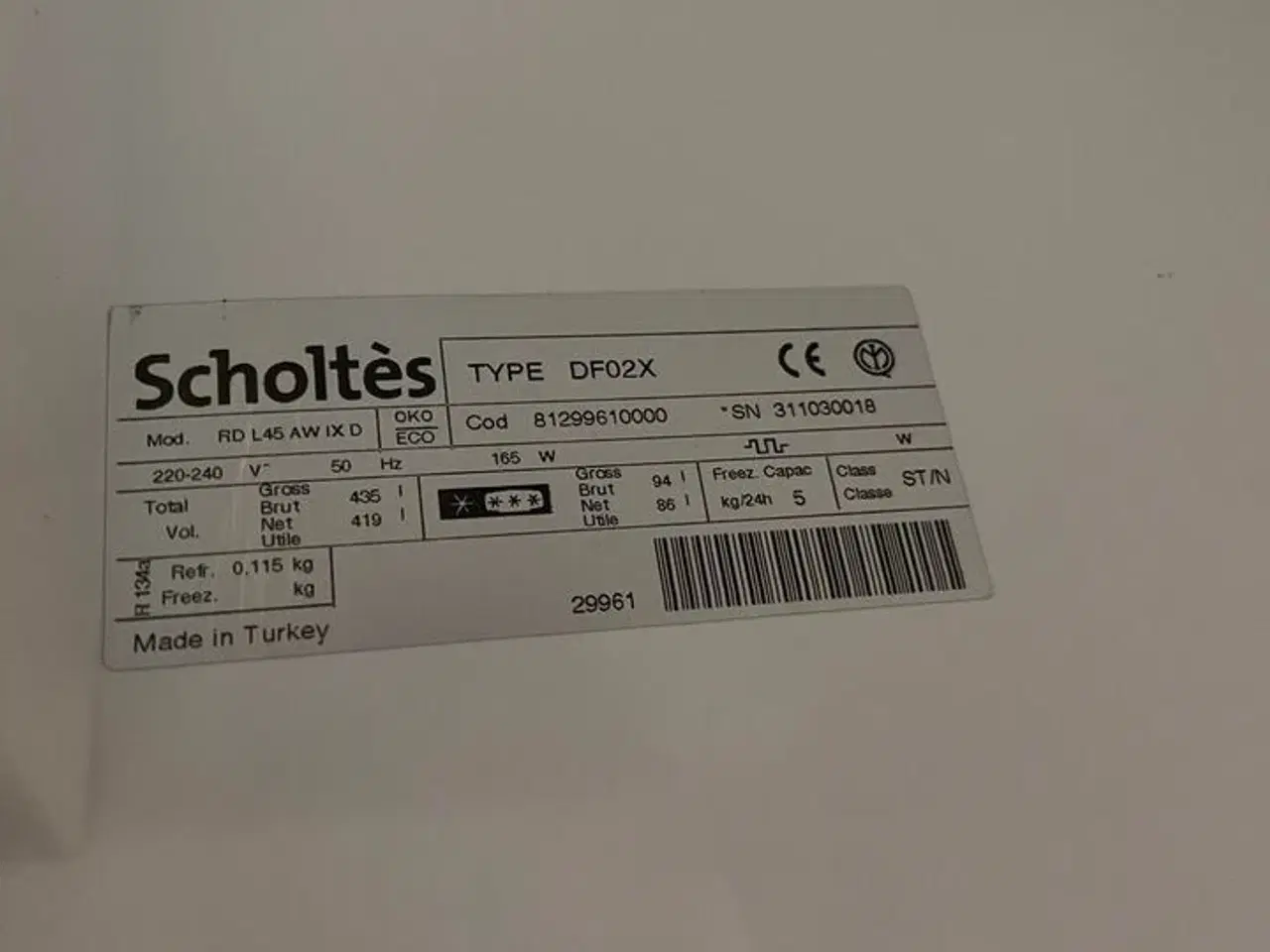Billede 4 - Køle/fryse skab, SCHOLÉS DF02X