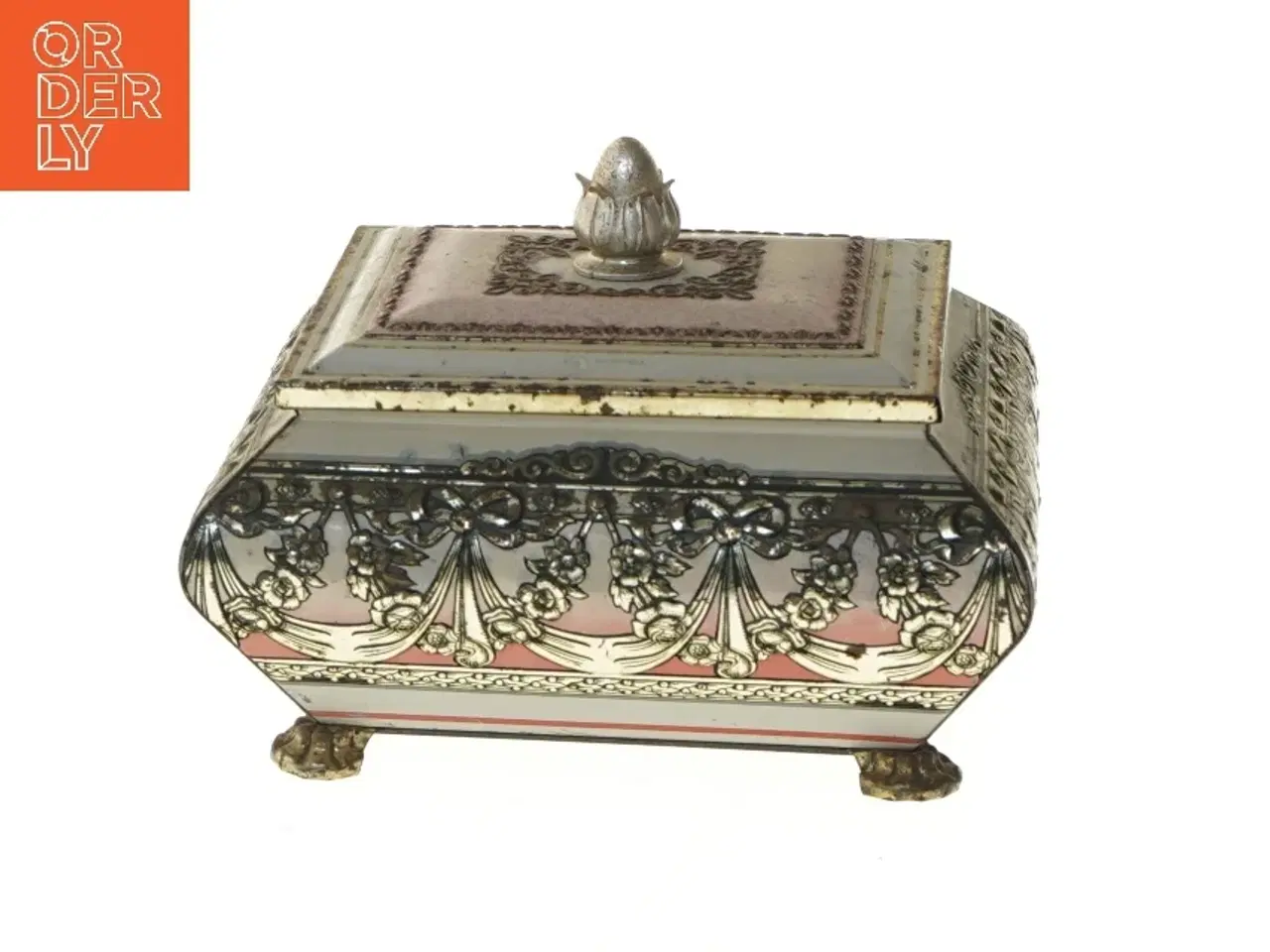 Billede 1 - Dekorativ metalkasse med låg (str. 17x14 cm)