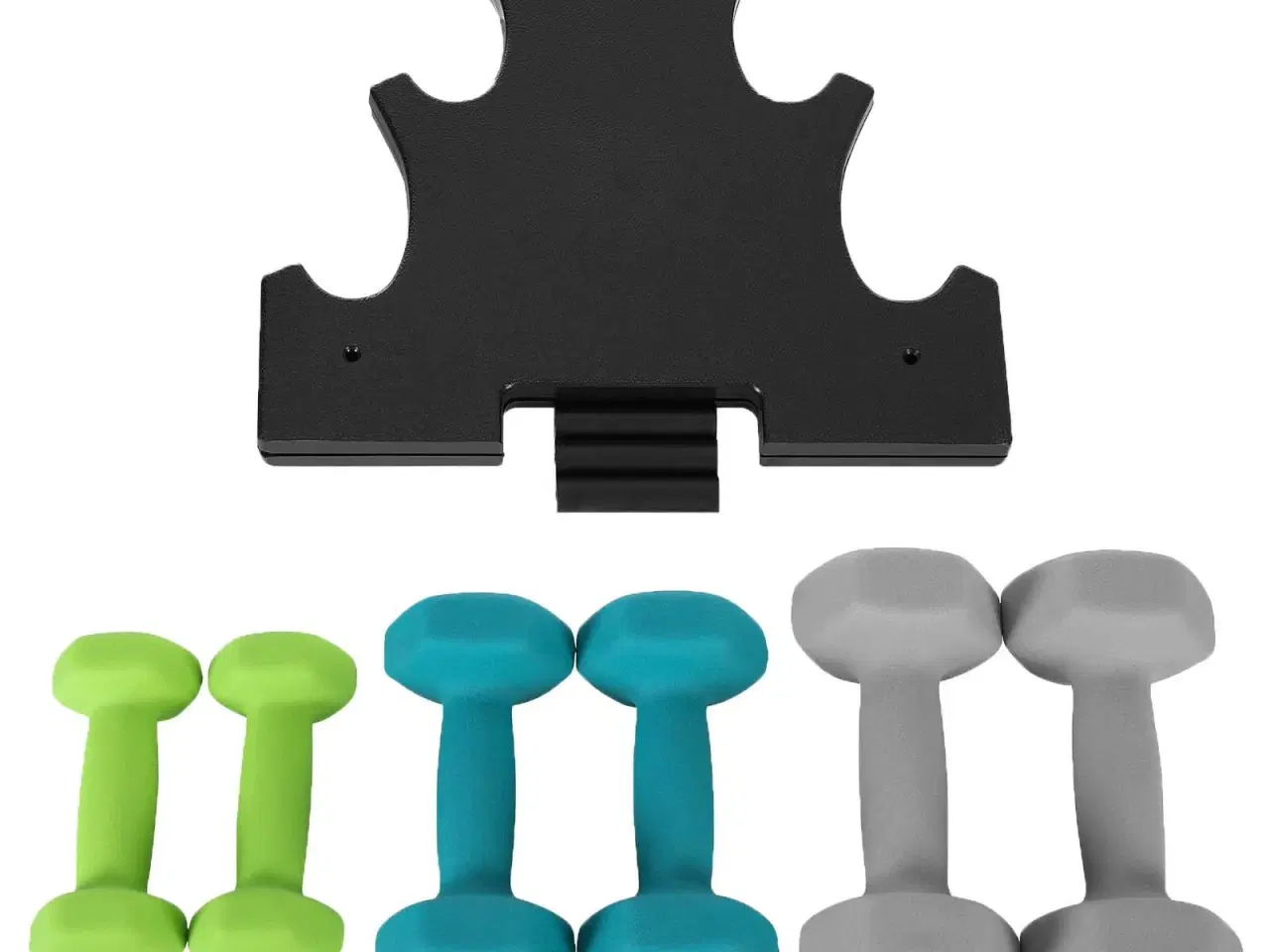 Billede 3 - Håndvægte sæt med stativ – SONGMICS Hex, 2 x 1 kg, 2 x 2 kg, 2 x 3 kg, neopren, lime/teal/lysegrå