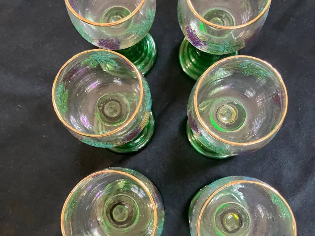 Billede 4 - Antikke Rømer vinglas med drueranke og guldkant