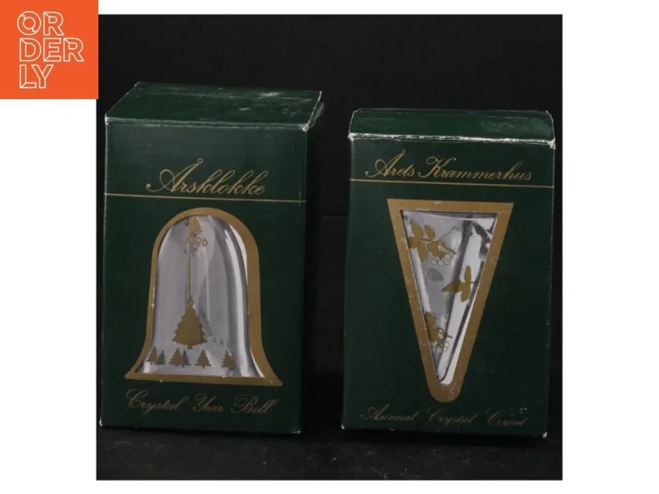 Billede 1 - Royal Copenhagen Julepynt glasklokker med bånd fra Royal Copenhagen (str. 10 x 7 cm og 10 x 6 cm)