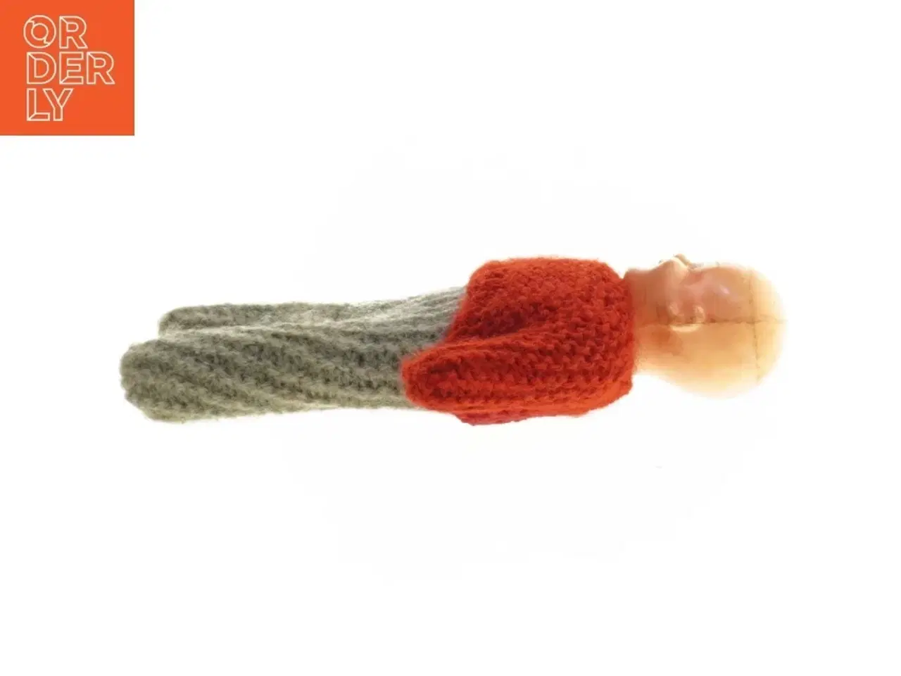 Billede 2 - Vintage Strikket dukke med rød sweater (str. 23 cm)