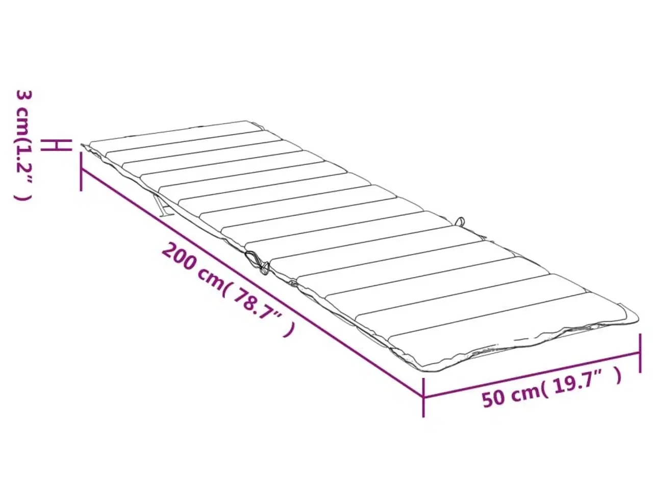 Billede 9 - Hynde til liggestol 200x50x3 cm oxfordstof cremefarvet