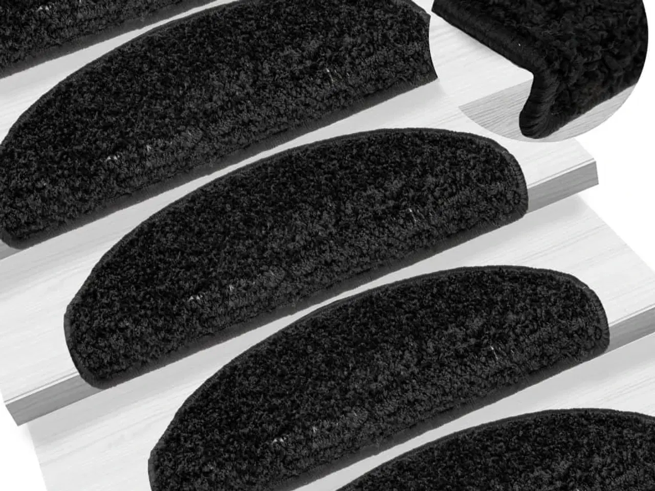 Billede 1 - Trappemåtter 15 stk. 65x21x4 cm sorte halvrunde store