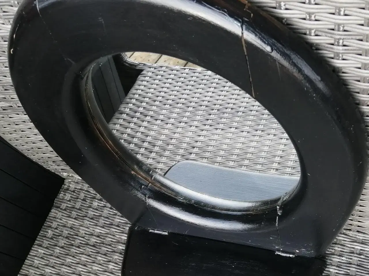 Billede 2 - GAMMELT TOILETSÆDE SPEJL M/HYLDE, 40X45 CM