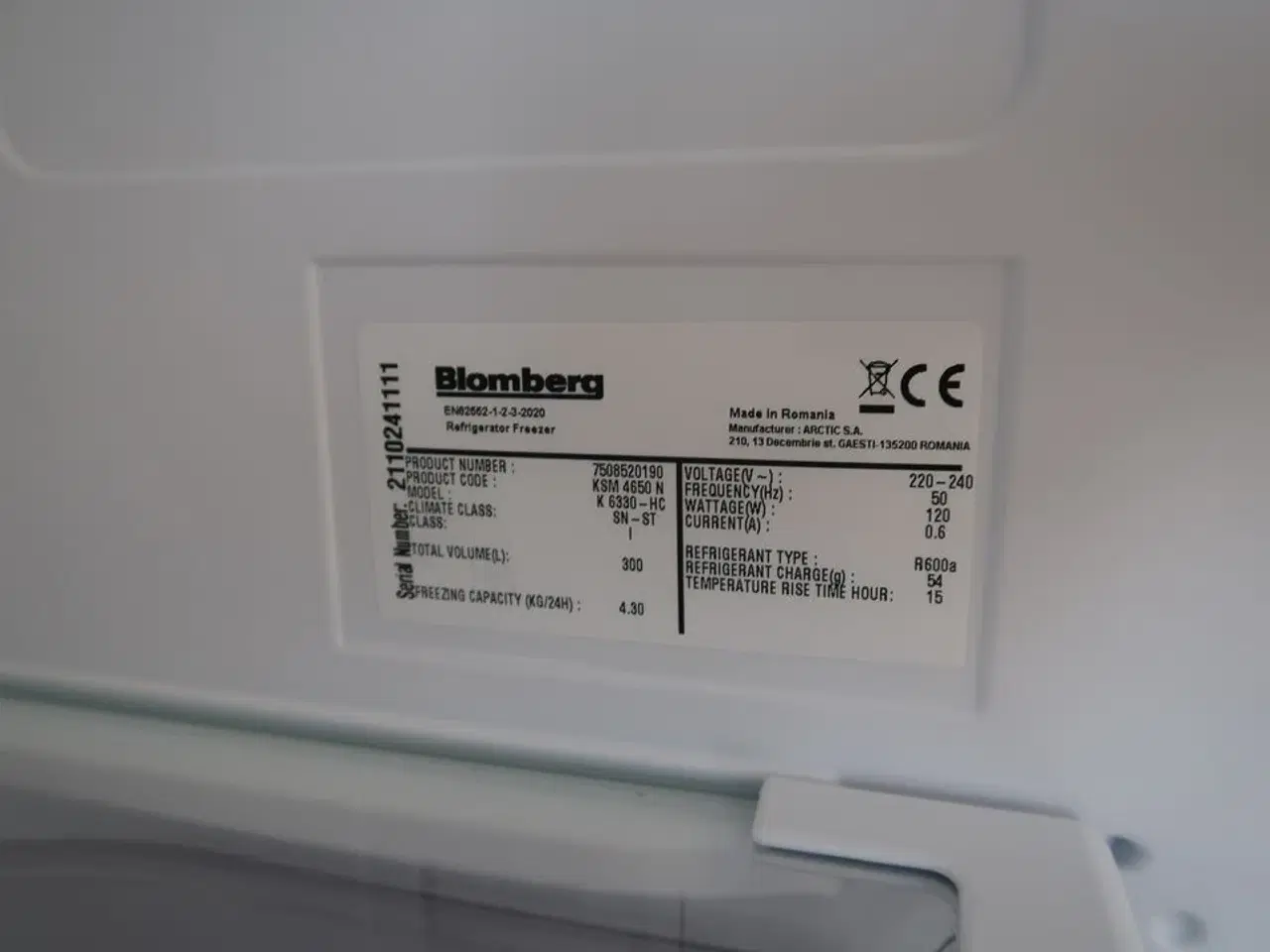 Billede 2 - Køle/fryseskab BLOMBERG K 6330-HC