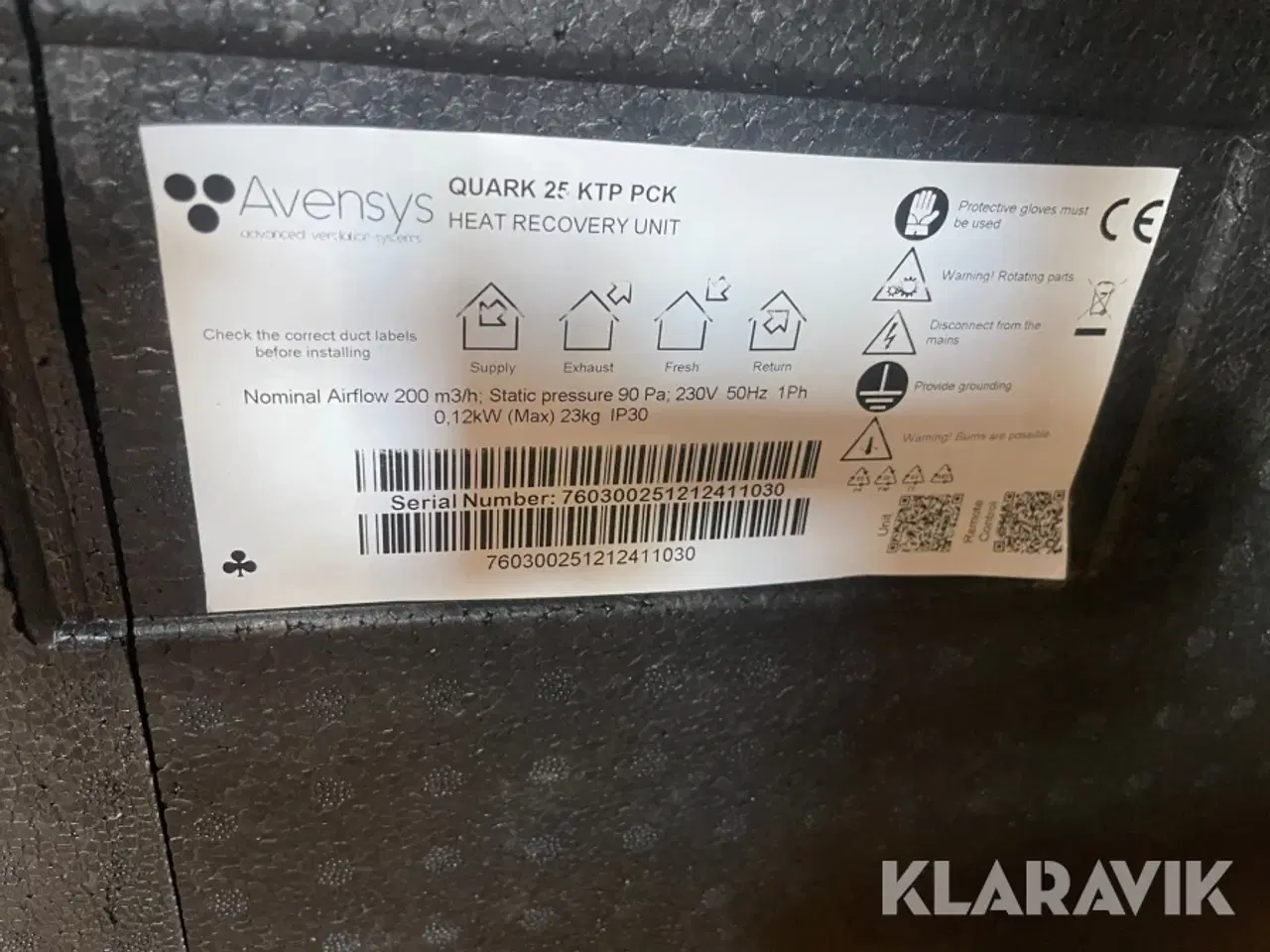 Billede 10 - Ventilationssystem Avensys Quark 25KTP 6 styk
