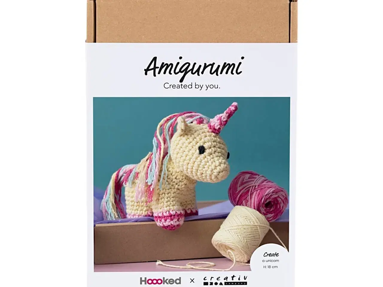 Billede 1 - DIY Kit Amigurumi, Enhjørning, regnbuefarver, 1 pk.