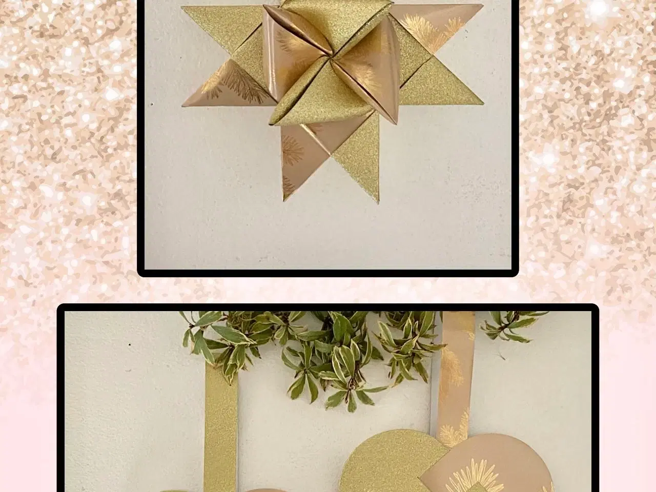 Billede 1 - Støvet rosa/guld stjerner og hjerter