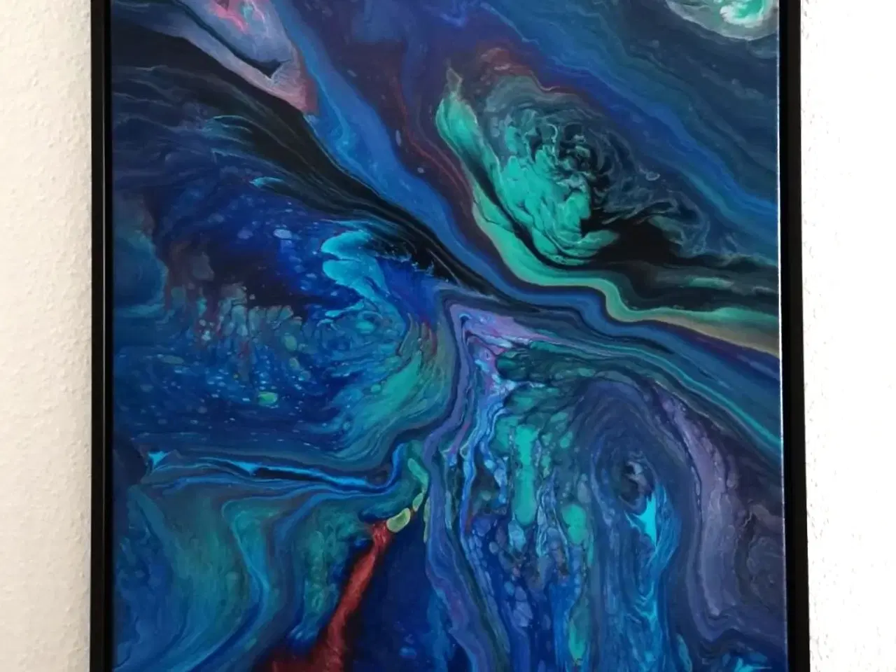 Billede 1 - Skønne blå farver fuldender dette Fluid Art maleri