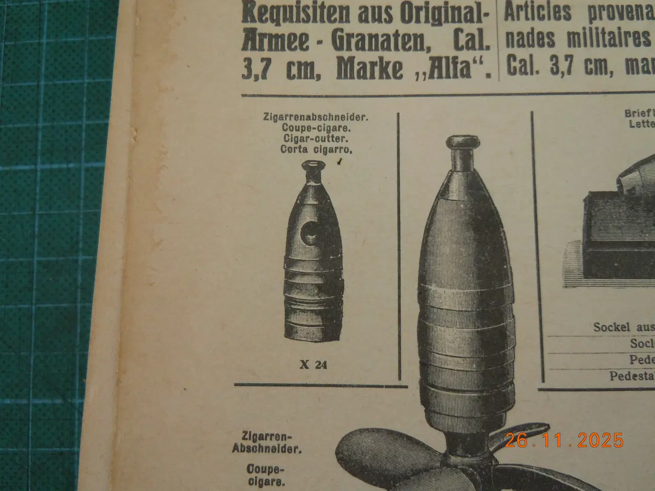 Billede 6 - Granatspids, 37mm, Dansk, Cigarklipper, ca. 1900.