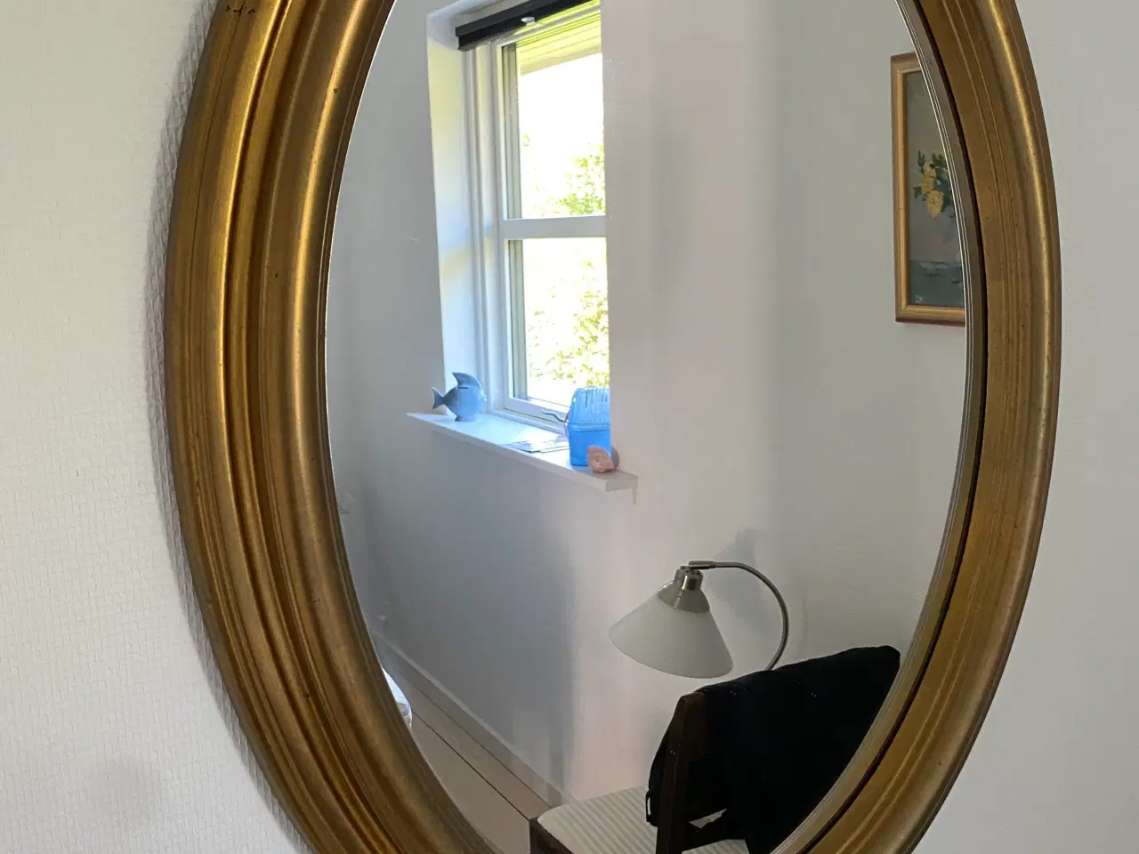 Billede 1 - Stort ovalt spej i flot guldramme  80x60 