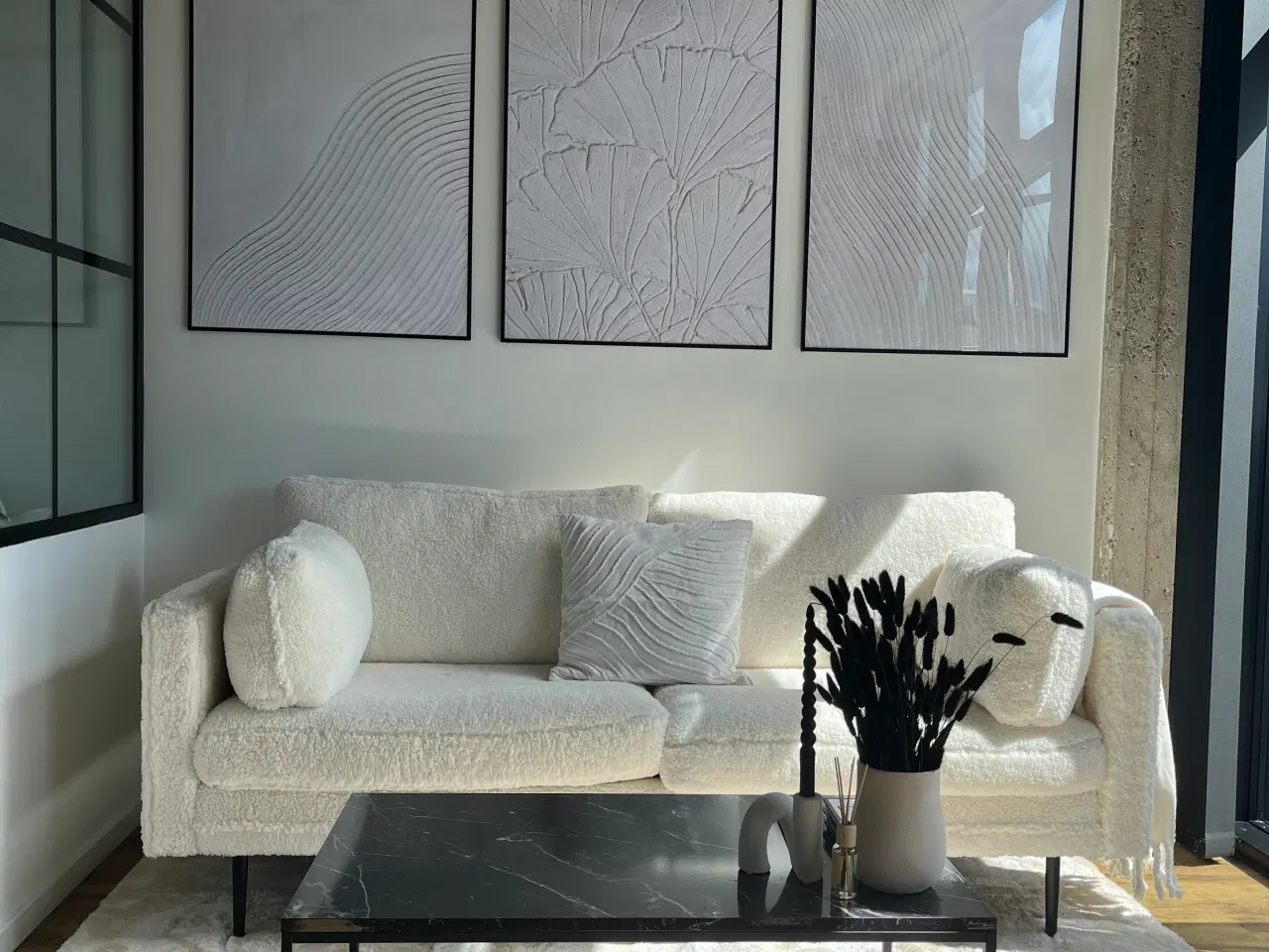 Billede 1 - Boom 3 personers sofa - Teddy Stof Hvid 